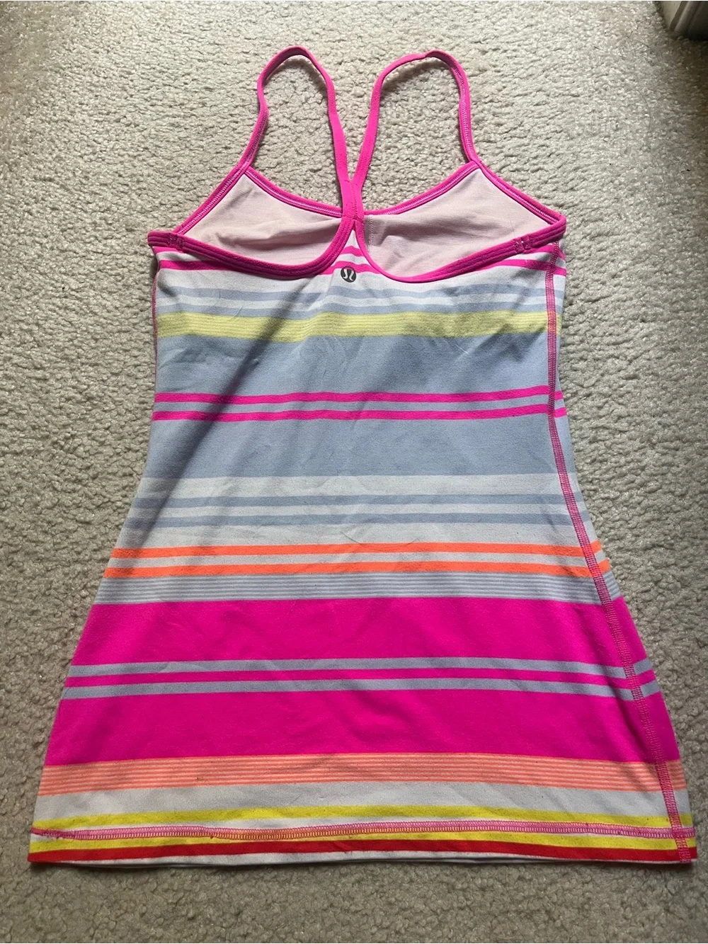 lululemon athletica Striped Racerback Tank Top in Pink, Gray, Orange, Yellow
